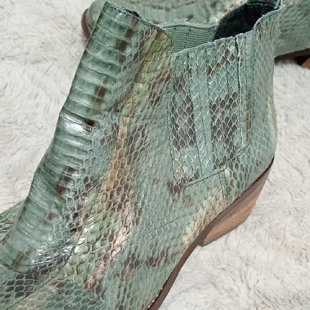 Vince Camuto Teal Snake Print Ankle Booties